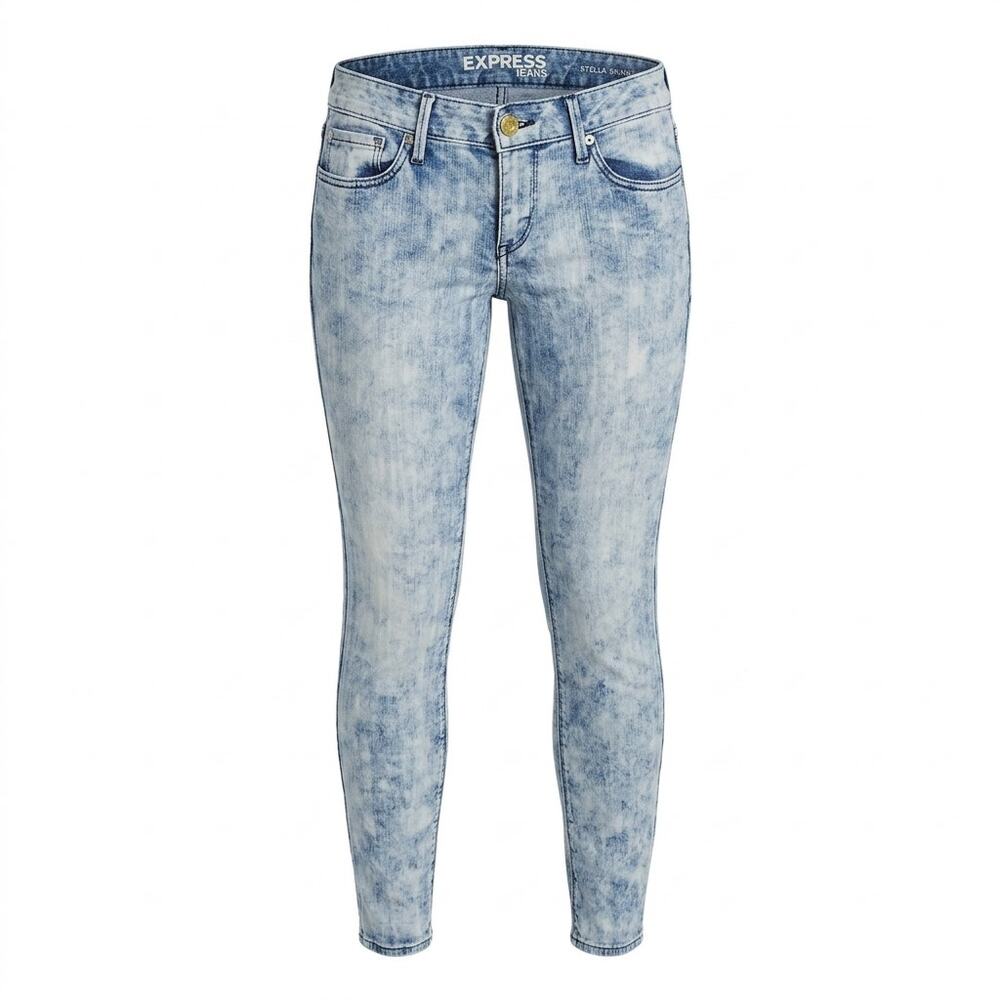 Express Stella Skinny Blue Acid Wash Jeans Solid Denim Women Size 4
